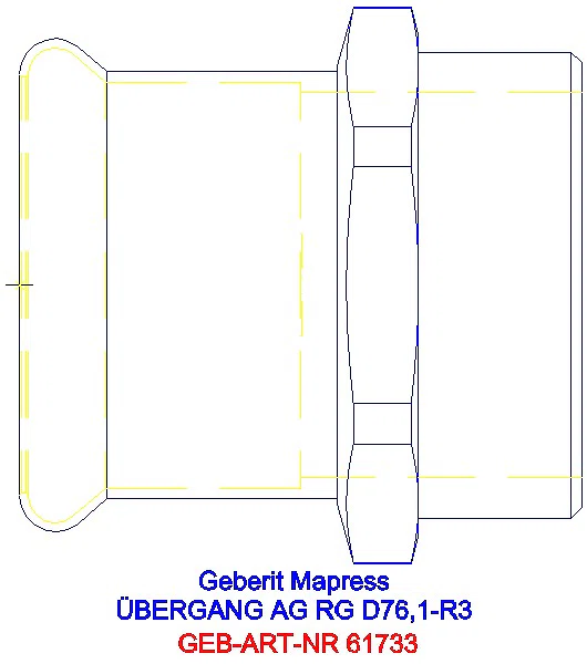 GE Mapress Kupfer Übergang mit AG Rg d76,1-R3_61733_G
