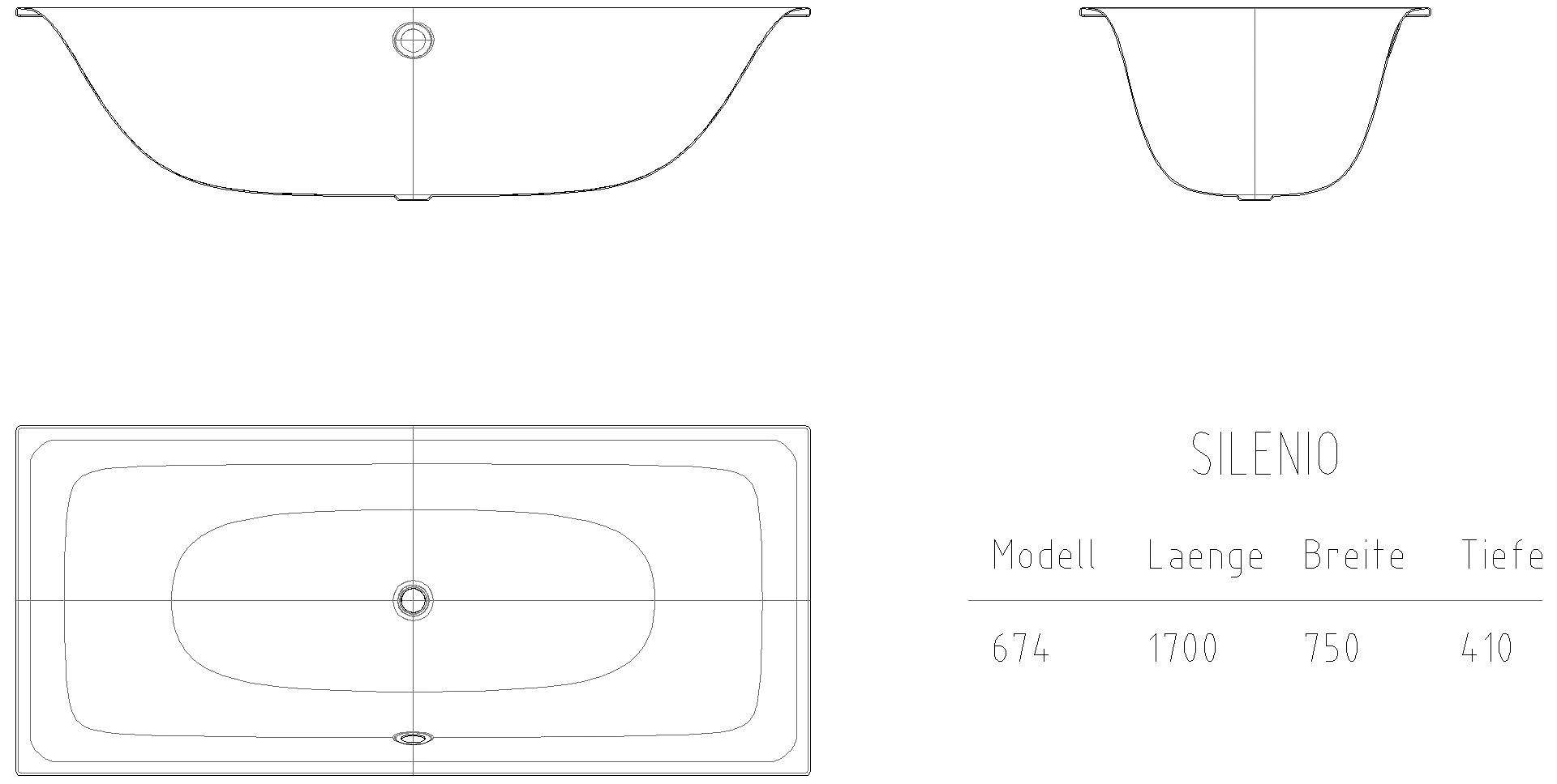 KALDEWEI SILENIO Badewanne, 1700x750 mm, Modell-Nr: 674