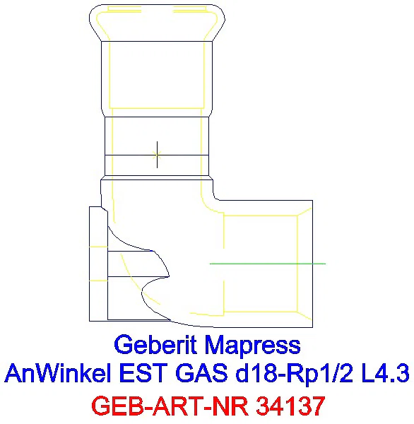 GE Mapress Edelstahl Anschlusswinkel 90Gr (Gas) d18-Rp1/2_34137_L