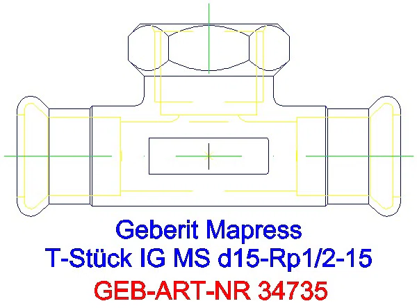 GE Mapress Kupfer T-Stück mit IG Gas d15-Rp1/2-15_34735_A