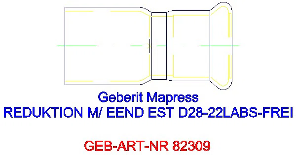 GE Mapress Edelstahl Reduktion mit Einschubende (LABS-frei) d28-22_82309_L