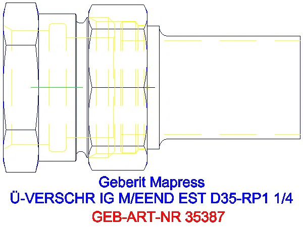 GE Mapress Edelstahl Übergangsverschr. mit IG und Einschubende d35-Rp1 1/4_35387_A