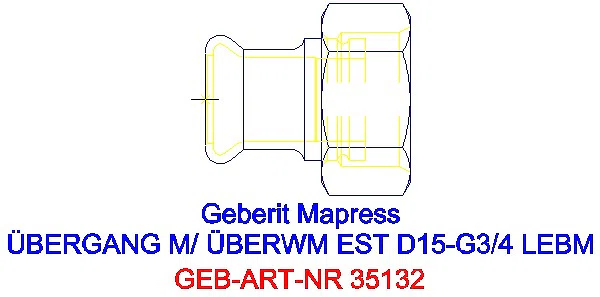 GE Mapress Edelstahl Übergang mit mit Überwurfmutter ESt d15-G3/4_35132_A