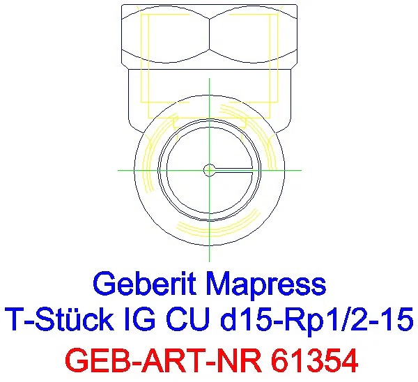 GE Mapress Kupfer T-Stück mit IG d15-Rp1/2-15_61354_L