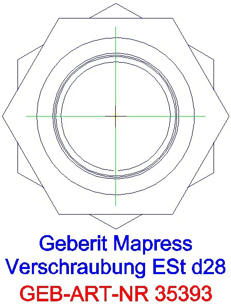 GE Mapress Edelstahl Verschraubung mit Überwurfmutter aus ESt d28_35393_L