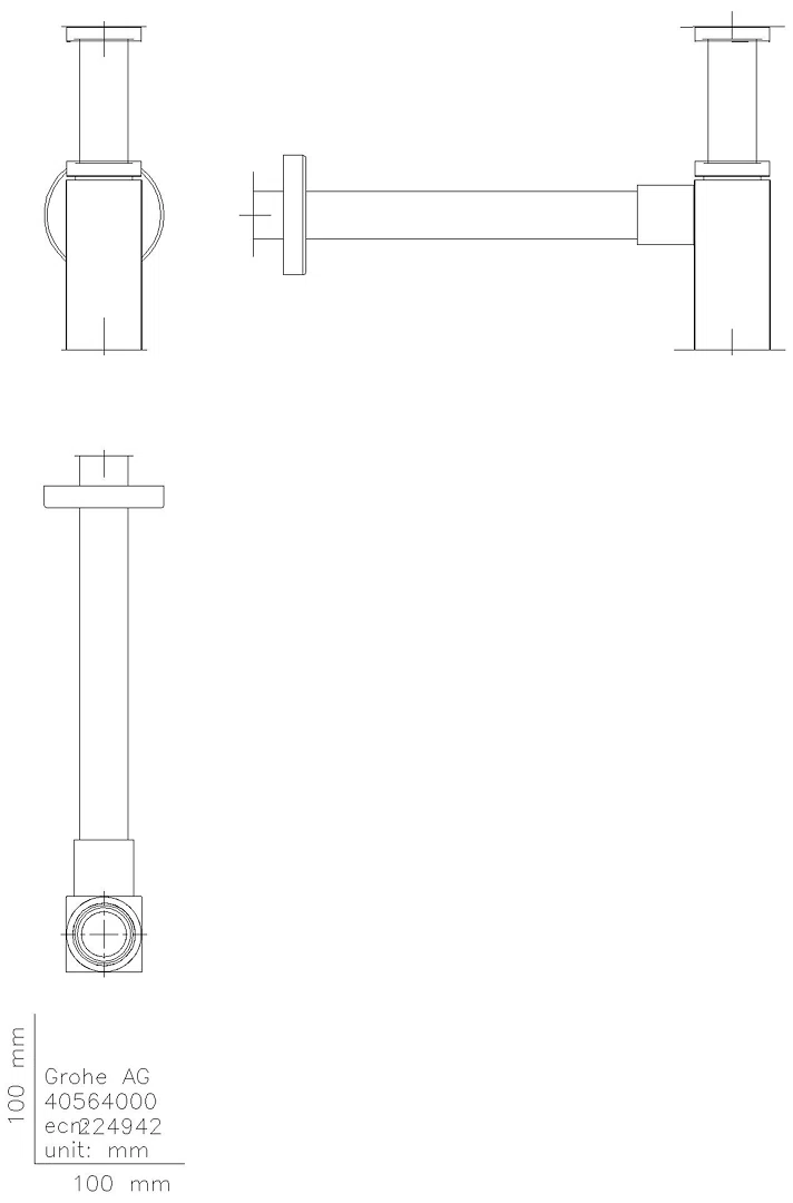 GROHE Geruchsverschluss 40564 eckig für Waschtisch chrom