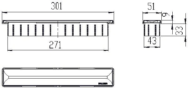 DALLMER Duschrinne Zentrix, Edelstahl matt, 300 x 50 mm