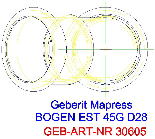 GE Mapress Edelstahl Bogen 45Gr d28_30605_G