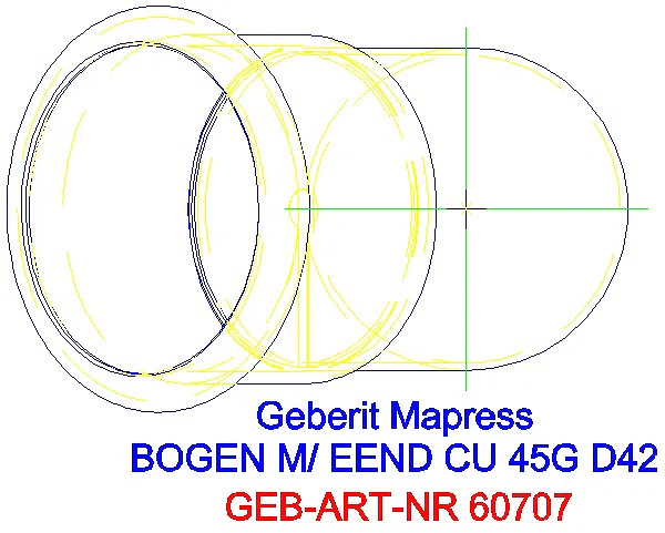 GE Mapress Kupfer Bogen 45Gr mit Einschubende d42_60707_G