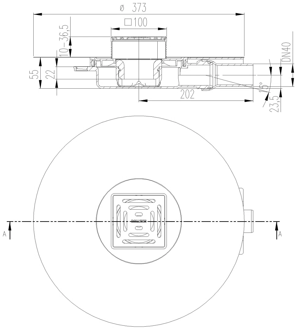 DALLMER Bodenablauf DallDrain Select Plan OM, DN 40, 100 x 100 mm