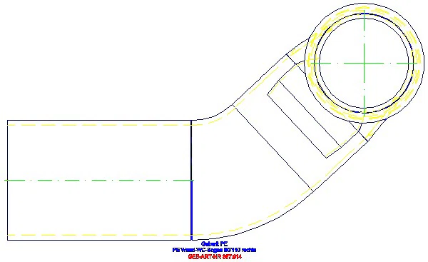 GE PE Anschlussbogen 90Gr für Wand-WC rechts gekröpft mit Erweiterung d110/90_367.914.16.1_A