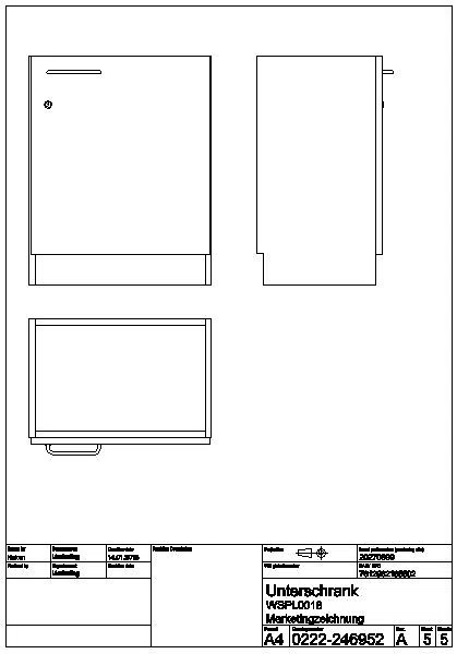 Unterbauschrank, SIRIUS, Holz, weiß, 570x720x390 mm, Türanschlag rechts, WSPL0018