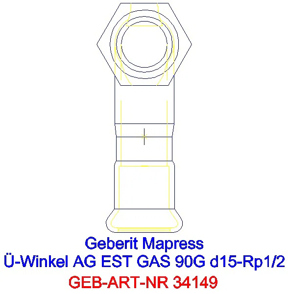 GE Mapress Edelstahl Übergangswinkel 90Gr mit AG (Gas) d15-R1/2_34149_L