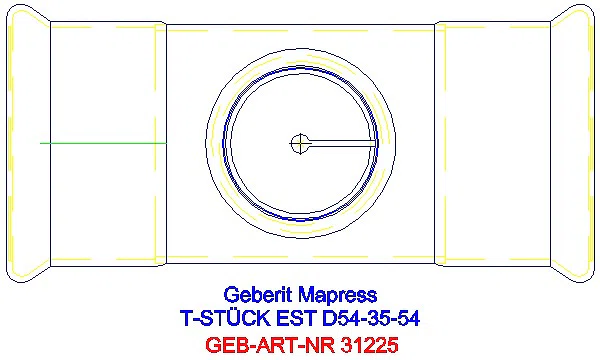 GE Mapress Edelstahl T-Stück reduziert d54-35-54_31225_G
