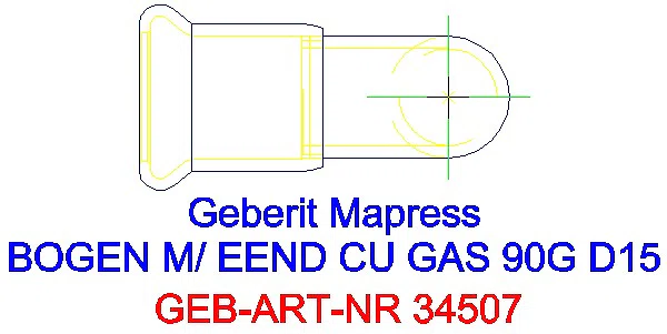 GE Mapress Kupfer Bogen 90Gr mit Einschubende (Gas) d15_34507_G