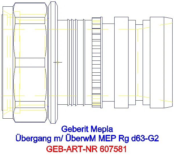 GE Mepla Übergang mit Überwurfmutter Rg d63-G2_607.581.00.5_G