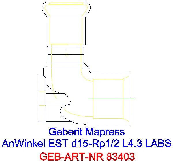 GE Mapress Edelstahl Anschlusswinkel 90Gr ( LABS-frei) d15-Rp1/2_83403_L