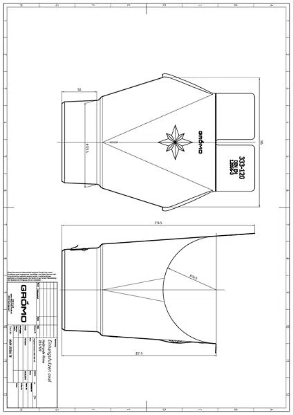 GRÖMO ALUSTAR Einhangstutzen oval - SX - Ziegelrot 333 / 120 halbrunde Rinne, #Art.Nr. 82266