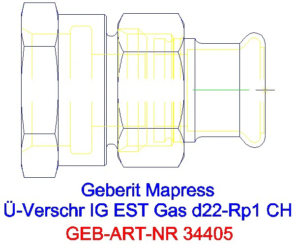 GE Mapress Edelstahl Übergangsverschr. mit IG (Gas) d22-Rp1_34405_A