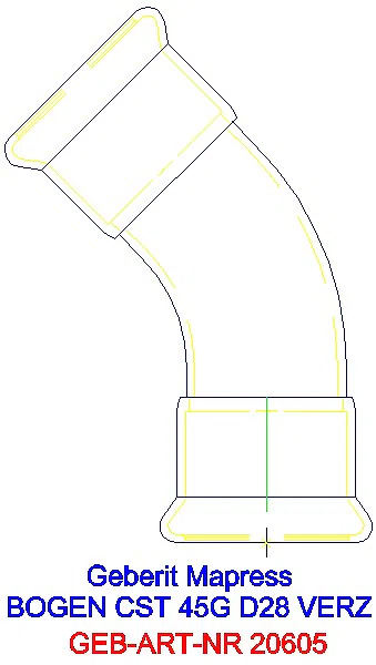 GE Mapress C-Stahl Bogen 45Gr d28 verzinkt_20605_A