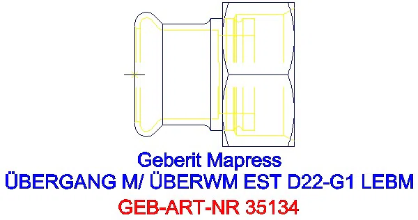 GE Mapress Edelstahl Übergang mit mit Überwurfmutter ESt d22-G1_35134_G