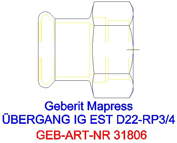 GE Mapress Edelstahl Übergang mit IG d22-Rp3/4_31806_G