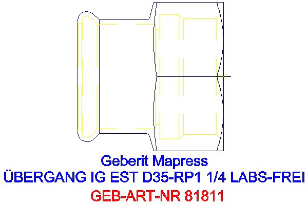 GE Mapress Edelstahl Übergang mit IG (LABS-frei) d35-Rp1 1/4_81811_A