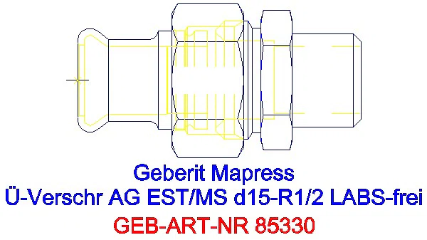 GE Mapress Edelstahl Übergangsverschr. mit AG (LABS-frei) d15-R1/2_85330_A