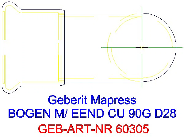 GE Mapress Kupfer Bogen 90Gr mit Einschubende d28_60305_G