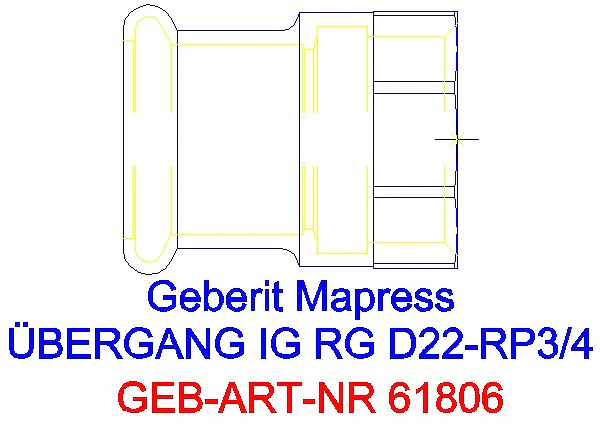 GE Mapress Kupfer Übergang mit IG Rg d22-Rp3/4_61806_A