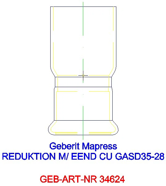 GE Mapress Kupfer Reduktion mit Einschubende (Gas blau) d35-28_34624_G