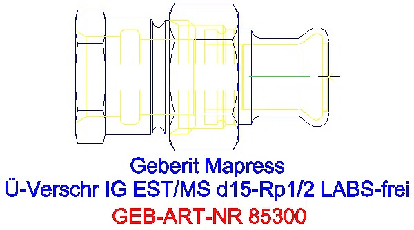 GE Mapress Edelstahl Übergangsverschr. mit IG (LABS-frei) d15-Rp1/2_85300_A