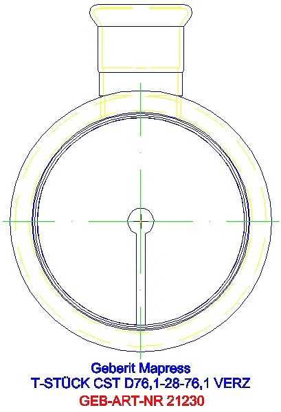 GE Mapress C-Stahl T-Stück reduziert d76,1-28-76,1 verzinkt_21230_L