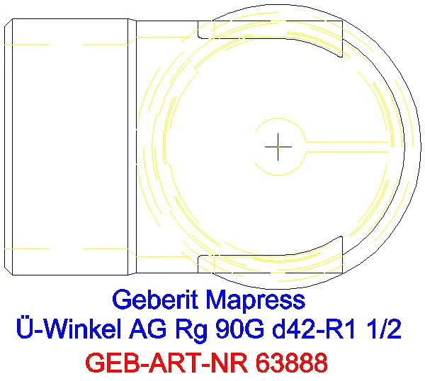 GE Mapress Kupfer Übergangswinkel 90Gr mit AG Rg d42-R1 1/2_63888_G