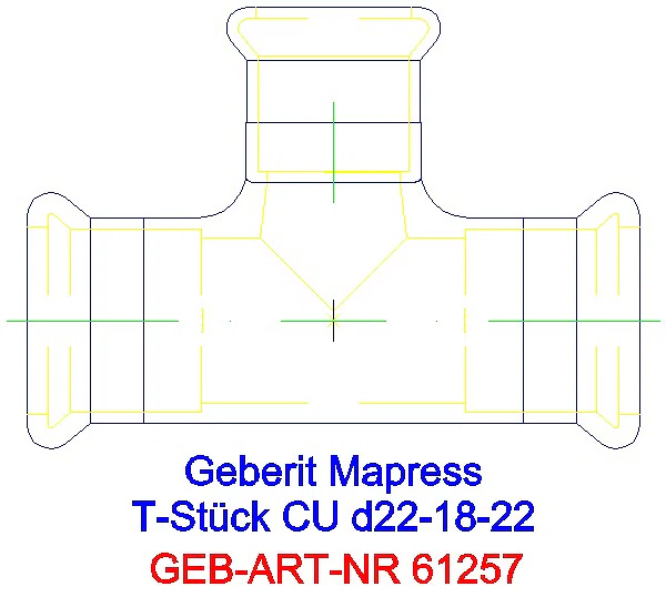GE Mapress Kupfer T-Stück reduziert d22-18-22_61257_A