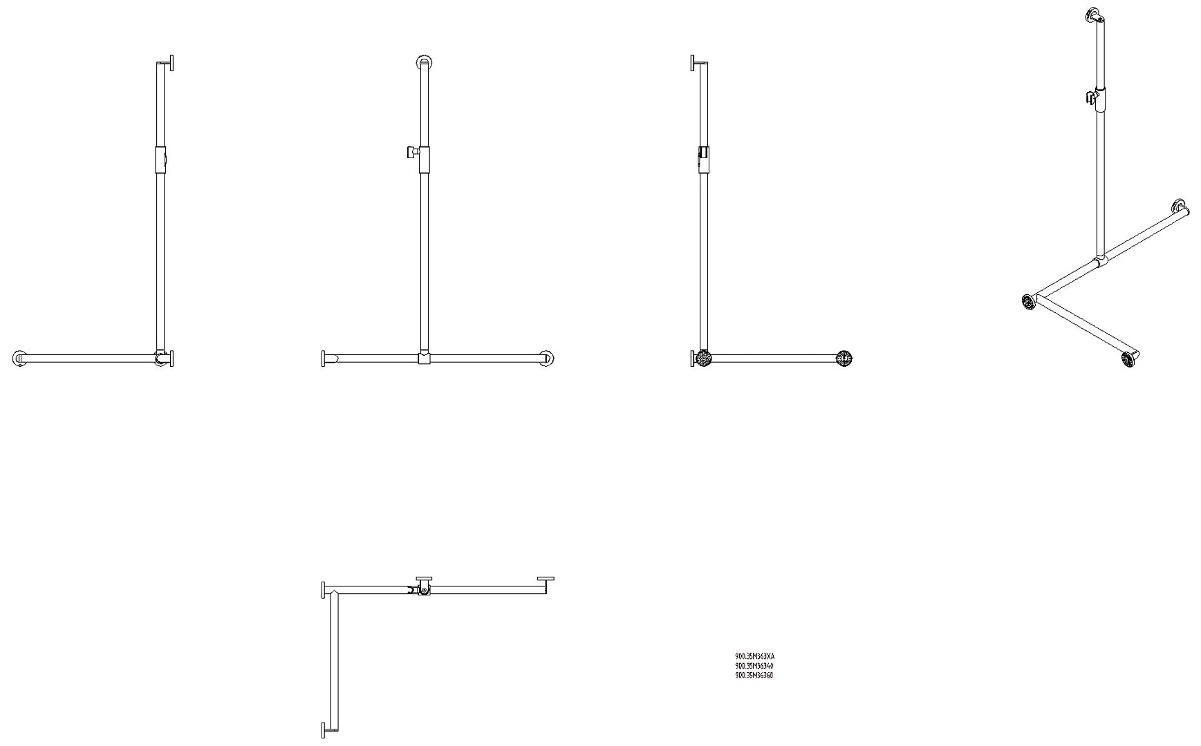 HEWI DUHA,d:32,li,A1:1250, W1:947,W2:647 PVD, Br.H.mag. schwarzchr glzd