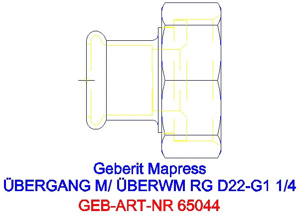GE Mapress Kupfer Übergang mit Überwurfmutter Rg d22-G1 1/4_65044_G