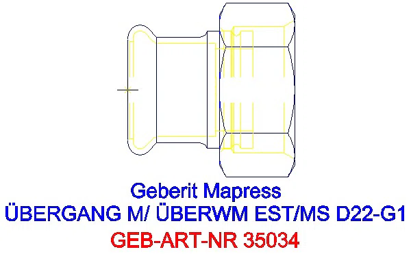 GE Mapress Edelstahl Übergang mit Überwurfmutter d22-G1_35034_A