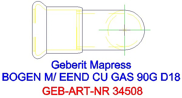 GE Mapress Kupfer Bogen 90Gr mit Einschubende (Gas) d18_34508_G
