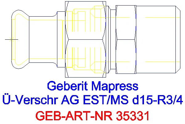 GE Mapress Edelstahl Übergangsverschr. mit AG d15-R3/4_35331_G