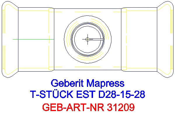 GE Mapress Edelstahl T-Stück reduziert d28-15-28_31209_G