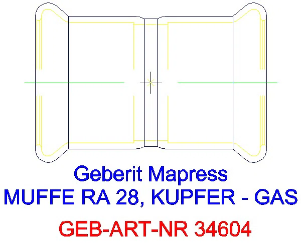 GE Mapress Kupfer Muffe (Gas) d28_34604_A