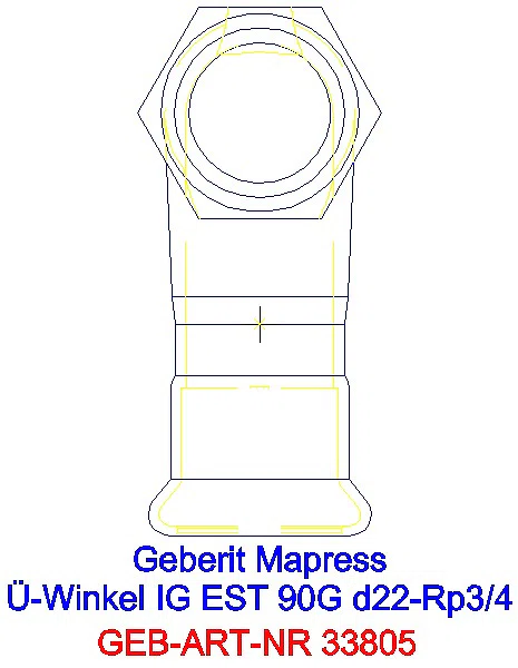 GE Mapress Edelstahl Übergangswinkel 90Gr mit IG d22-Rp3/4_33805_L