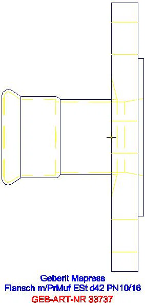 GE Mapress Edelstahl Flansch PN 10/16 mit Pressmuffe d42_33737_A