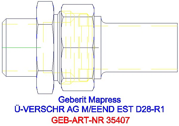 GE Mapress Edelstahl Übergangsverschr. mit AG und Einschubende d28-R1_35407_A