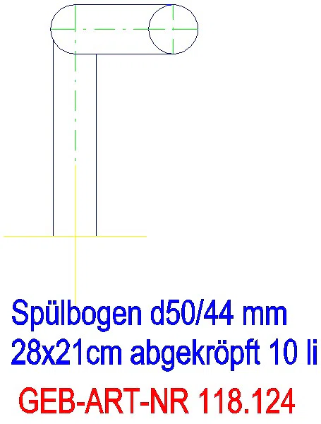 GE Spülbogen 90Gr 28x21 cm links gekröpft 10 cm weiß-alpin d50/44_118.124.11.1_G