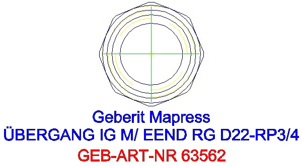 GE Mapress Kupfer Übergang mit IG und Einschubende Rg d22-Rp3/4_63562_L