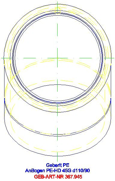 GE PE Anschlussbogen 45Gr mit Anschlusssteckmuffe d110/90_367.945.16.1_L