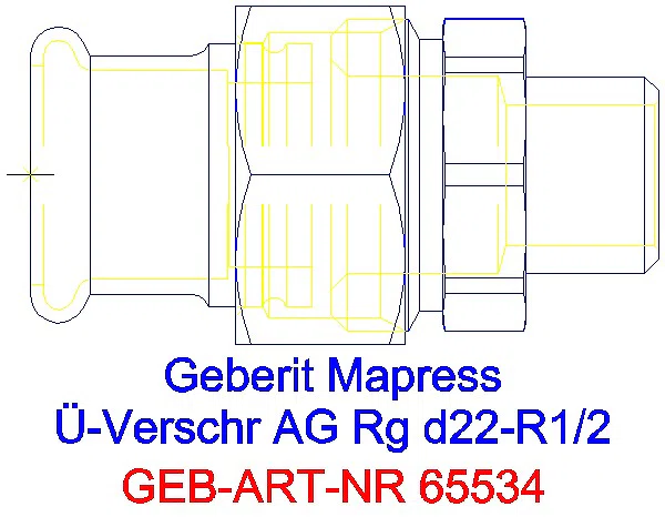 GE Mapress Kupfer Übergangsverschraubung mit AG Rg d22-R1/2_65534_G