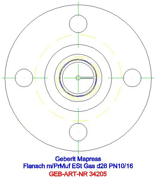 GE Mapress Edelstahl Flansch PN 10/16 mit Pressmuffe (Gas), d28_34205_L